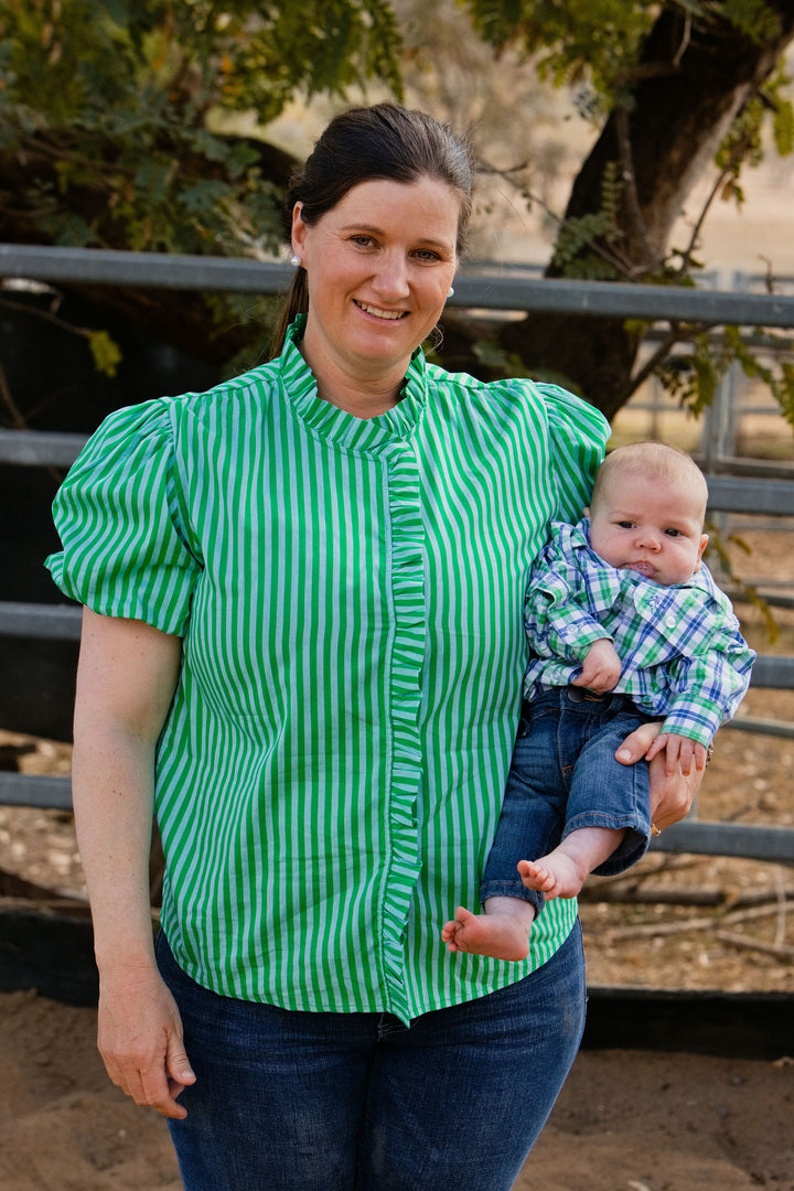Laura Shirt - Green Stripe