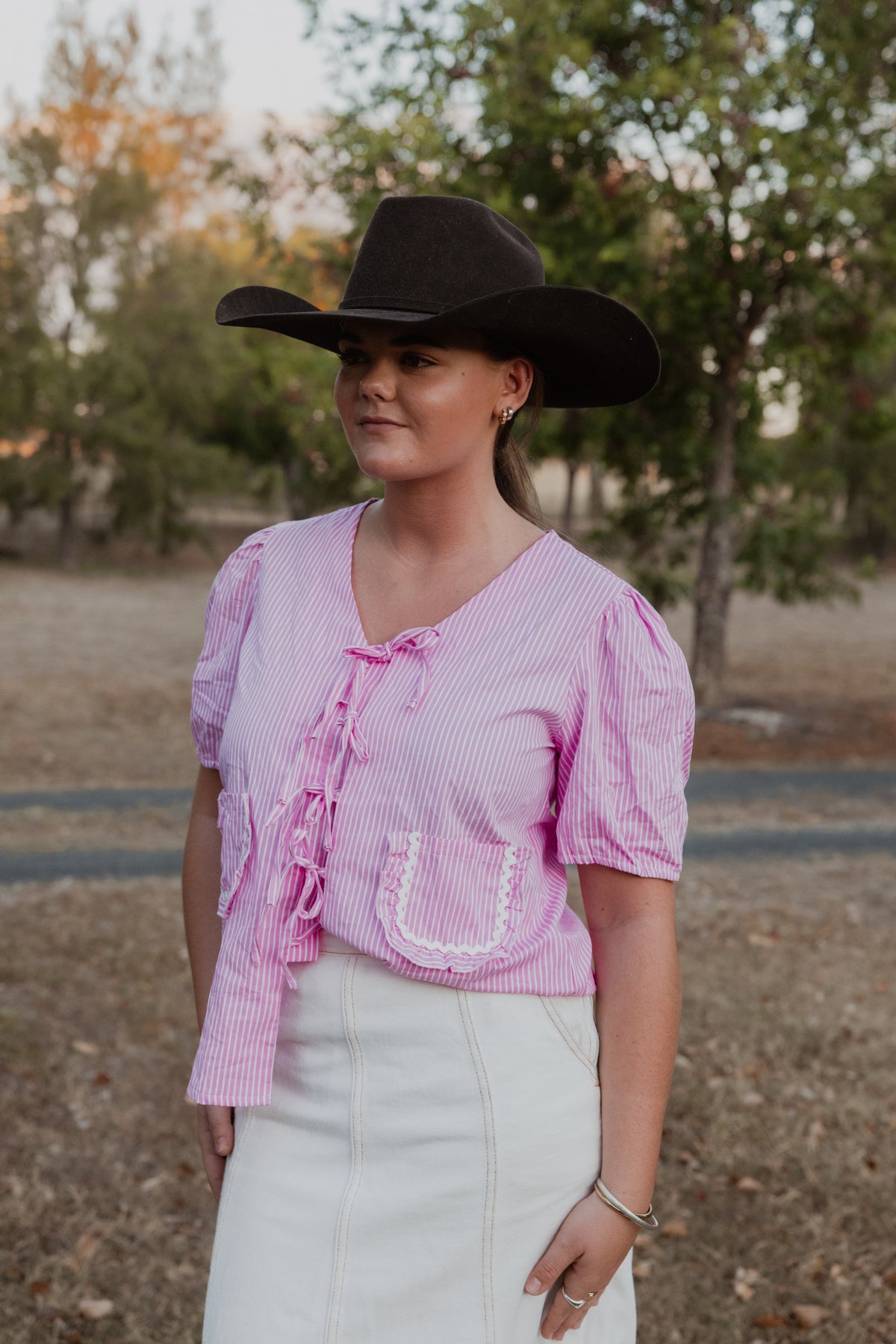 Bella Blouse - Pink Stripe