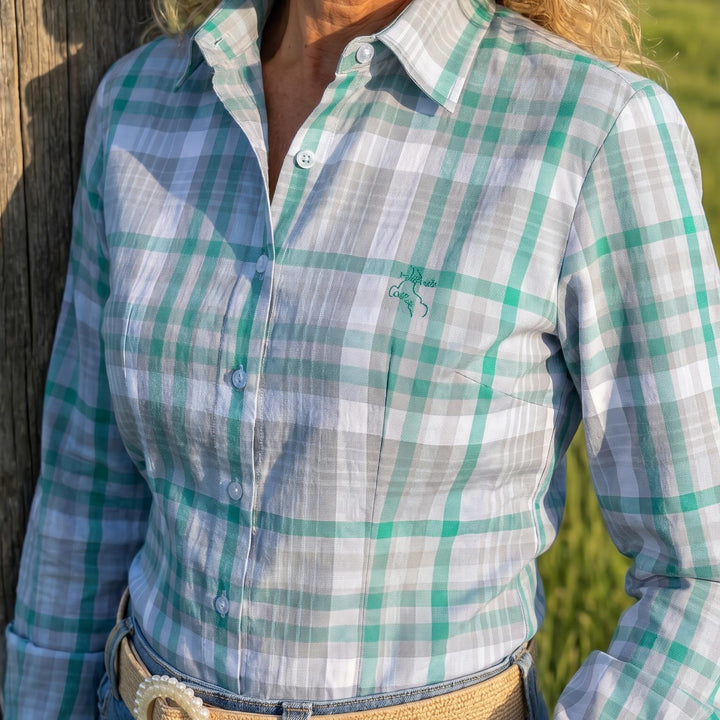 Jane Shirt - Green & Grey Check