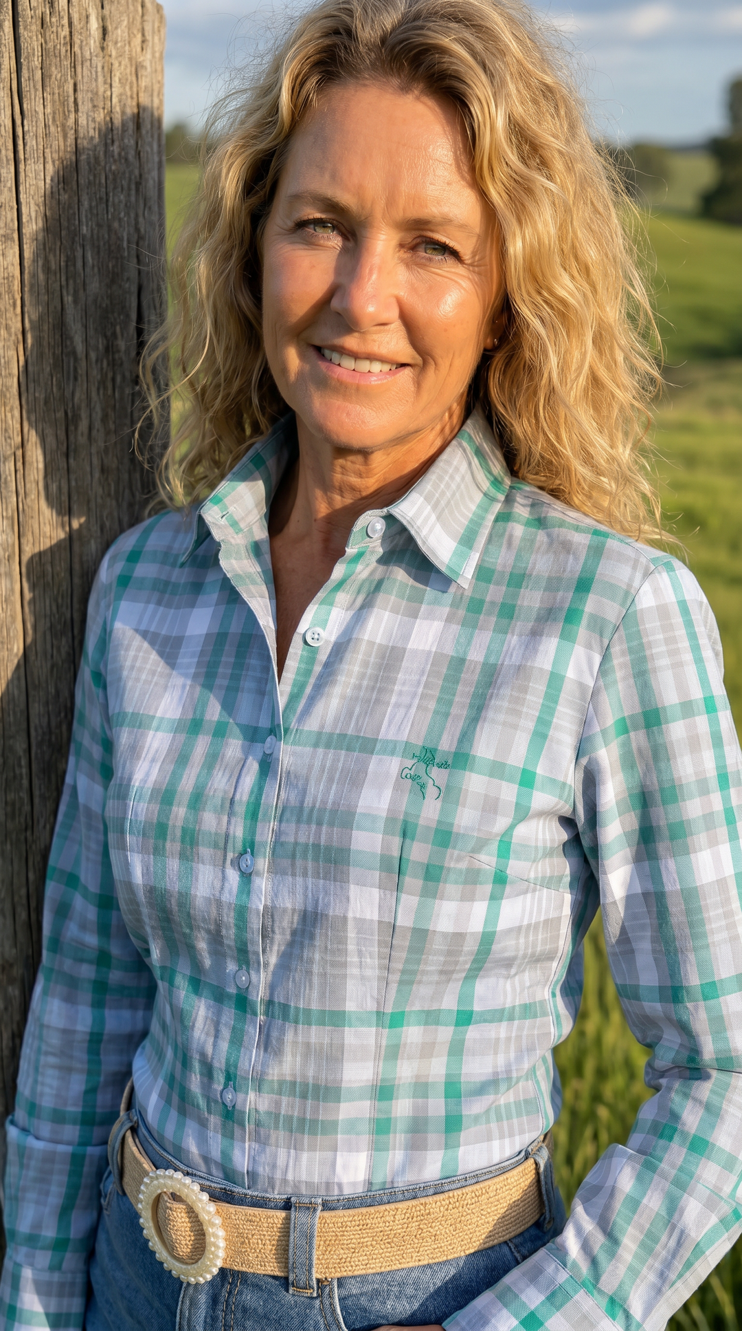 Jane Shirt - Green & Grey Check