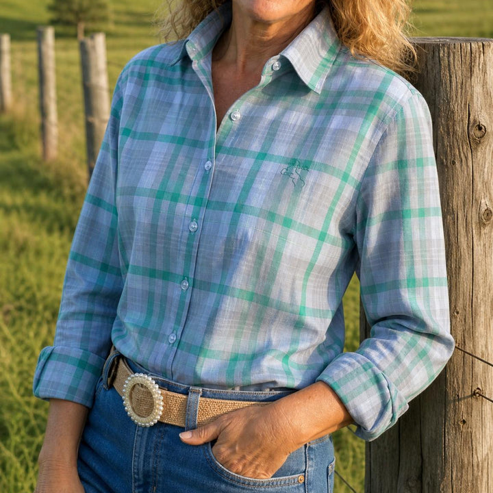 Jane Shirt - Green & Grey Check