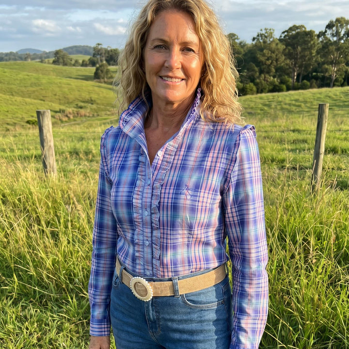 Sara Shirt - Blue, Pink & Orange Check