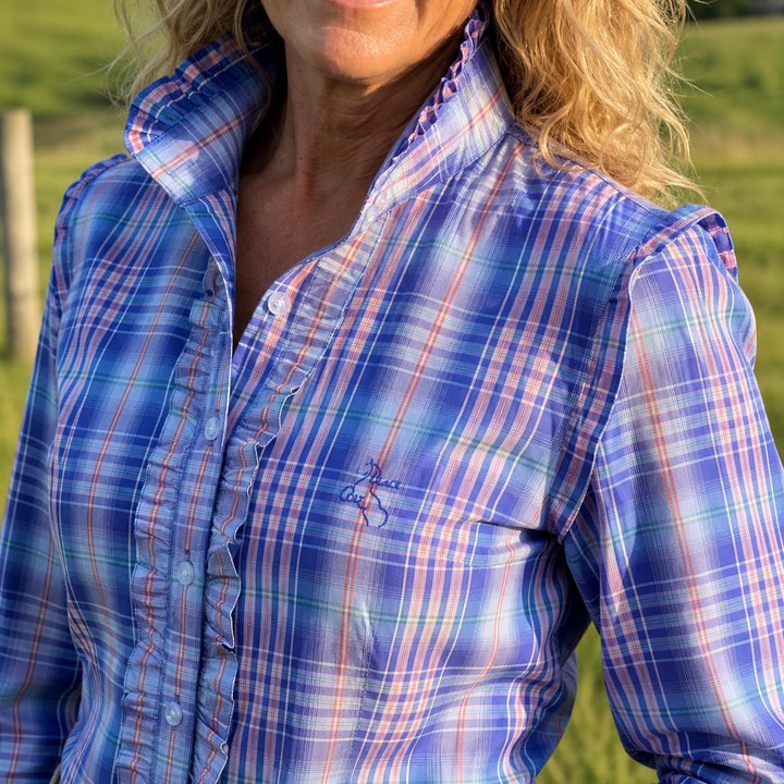 Sara Shirt - Blue, Pink & Orange Check