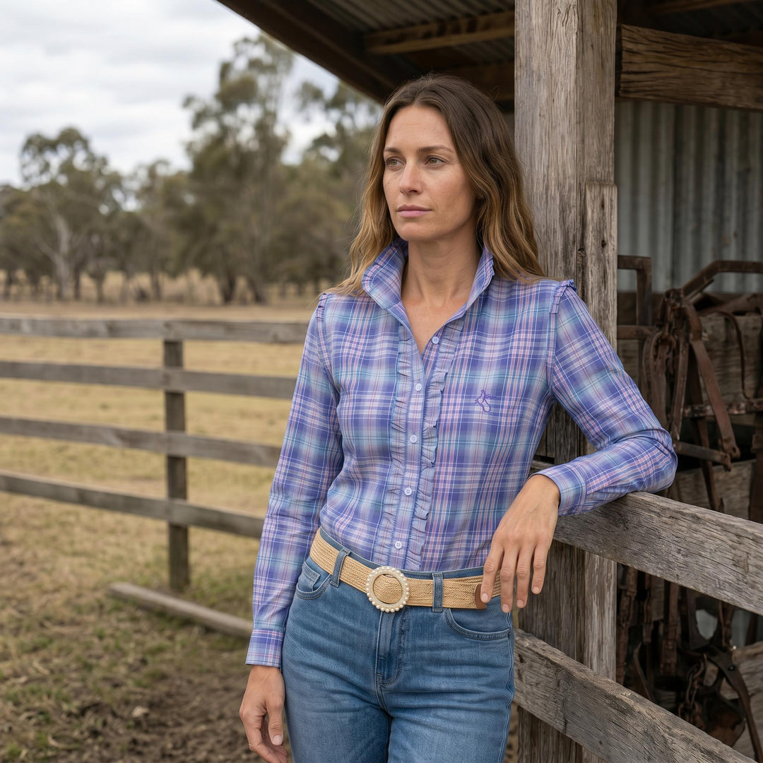 Sara Shirt - Blue, Pink & Orange Check