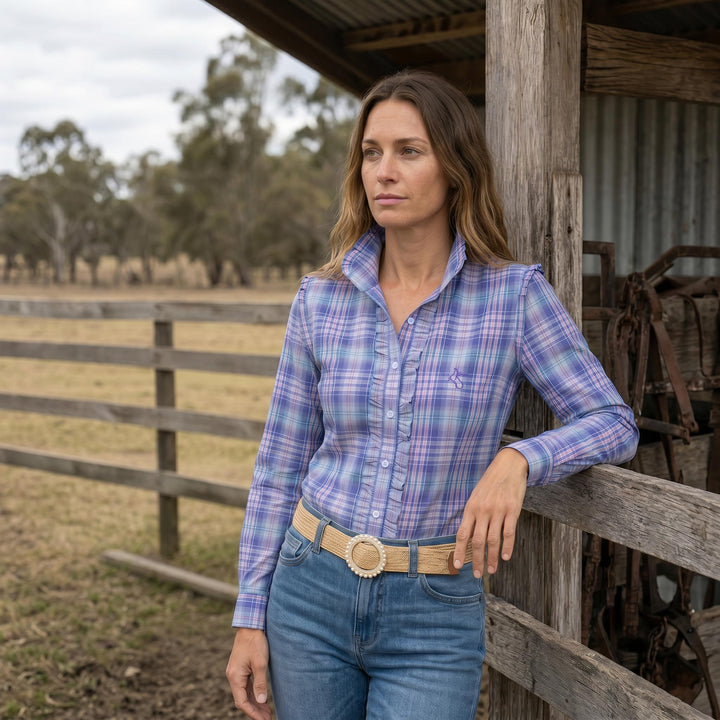 Sara Shirt - Blue, Pink & Orange Check