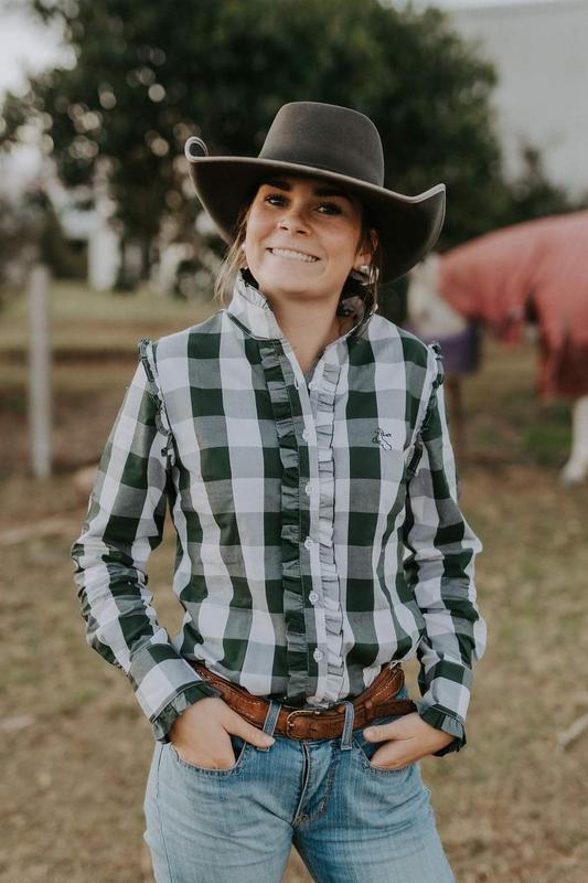 Women's Sara Long Sleeve Shirt - Khaki Check | Versatile & Durable for All-Day Wear