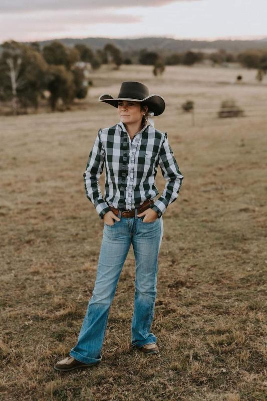 Women's Sara Long Sleeve Shirt - Khaki Check | Versatile & Durable for All-Day Wear