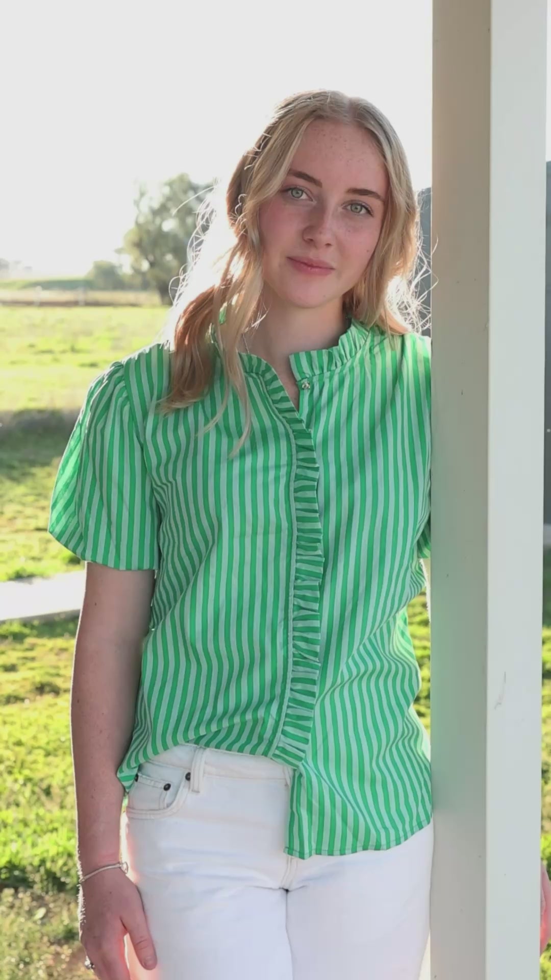 Laura Shirt - Green Stripe