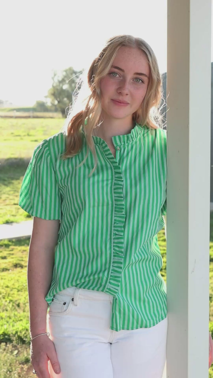 Laura Shirt - Green Stripe