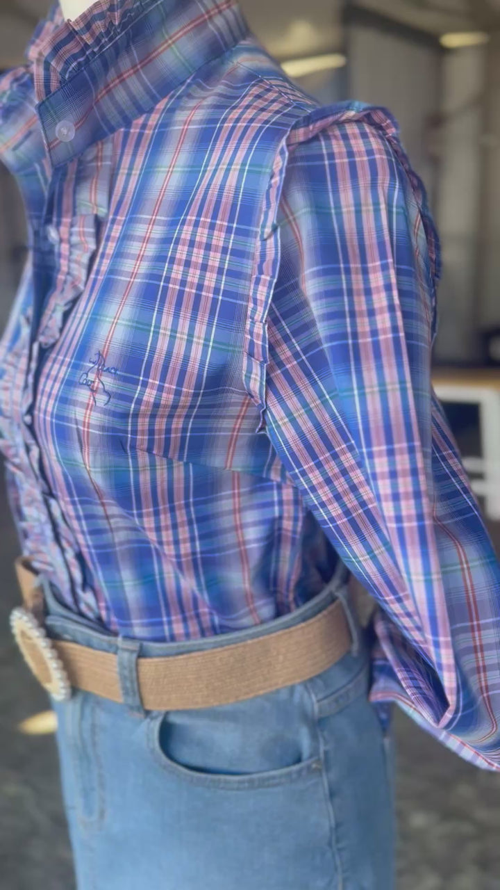 Sara Shirt - Blue, Pink & Orange Check