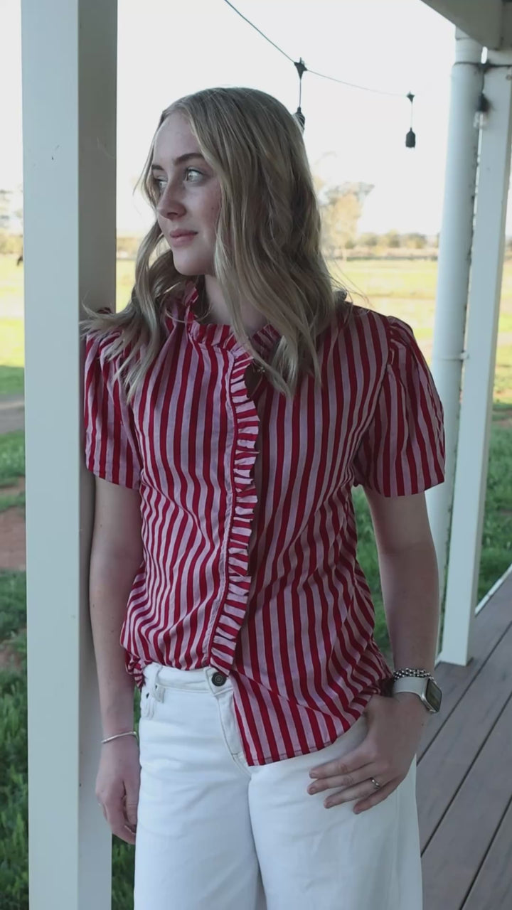 Laura Shirt - Pink & Red Stripe