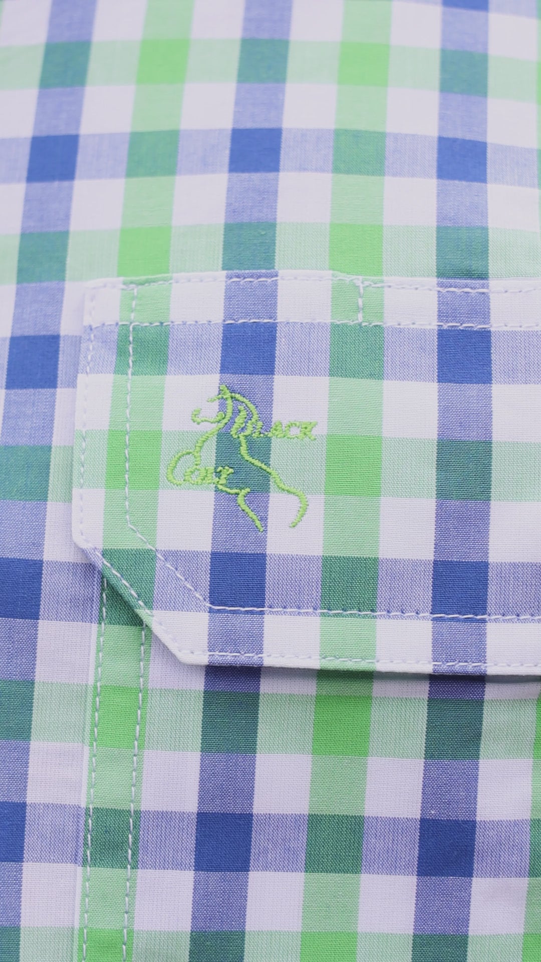 Mens Half Button - Green & Blue Check