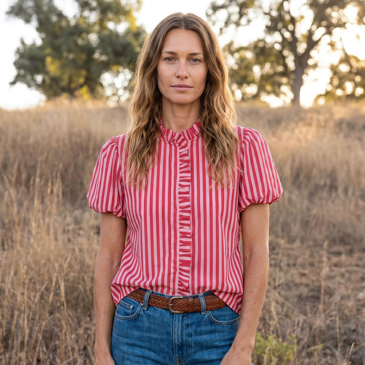 Laura Shirt - Pink & Red Stripe