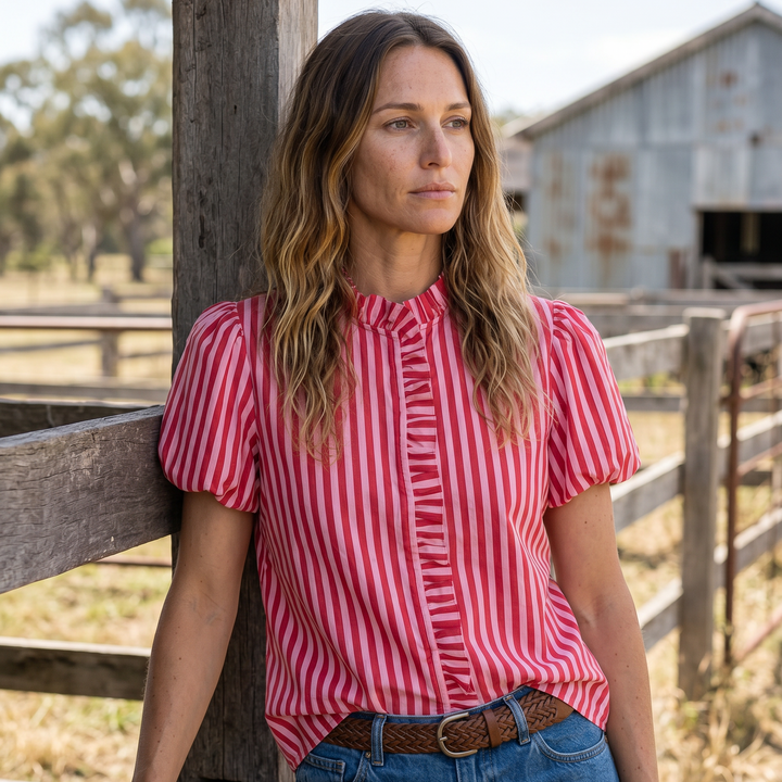 Laura Shirt - Pink & Red Stripe